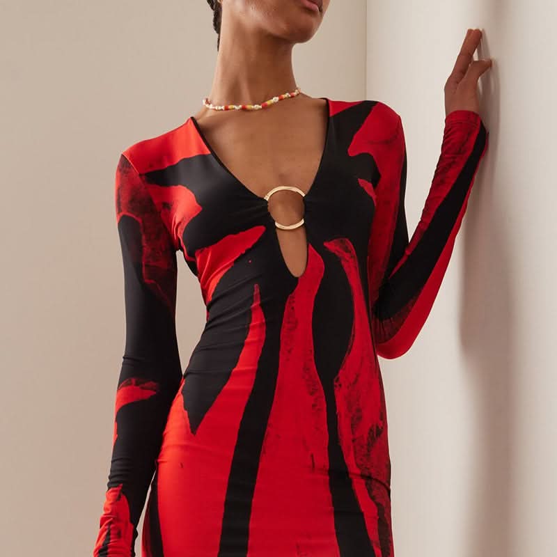 Wrap Neck Flower Print Dress - Image 4