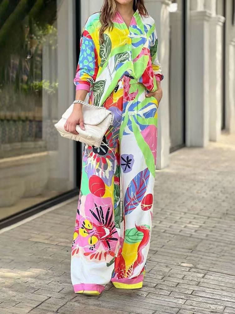 Loose colored Casual Suit - Front View