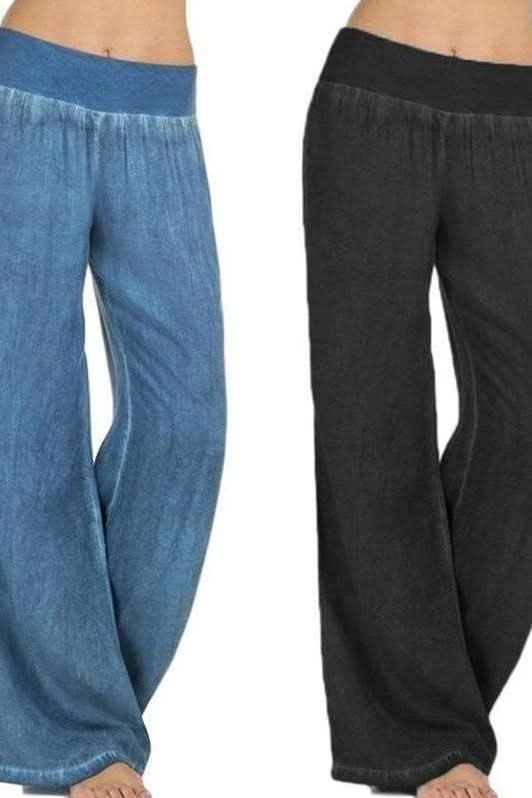 casual wide leg pants jeans - The Woman Concept