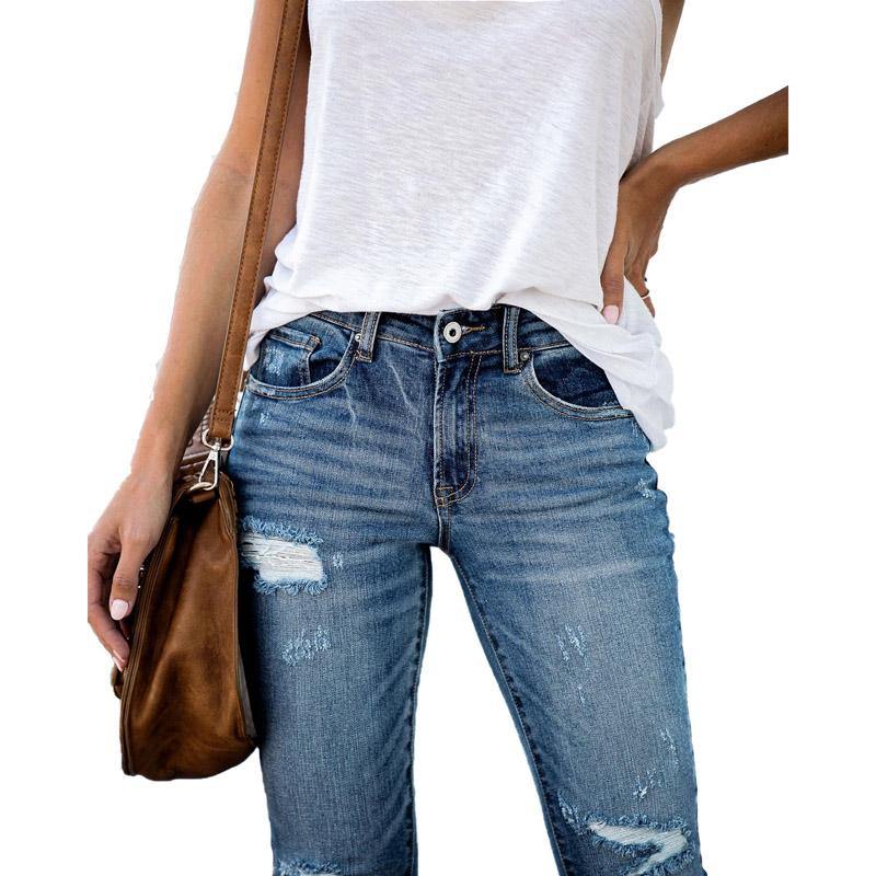Mid Waist Stretch Jeans - The Woman Concept