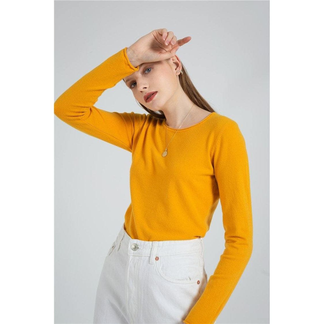 Long Sleeve Pure Color Knitted Sweater Pullover - The Woman Concept