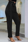 Notched Waist Belt Double Pleated Pants.