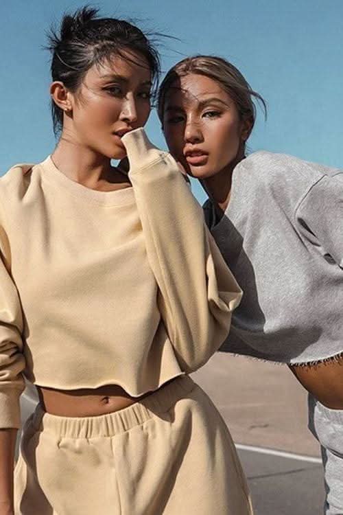 Loose two piece hoodie set.