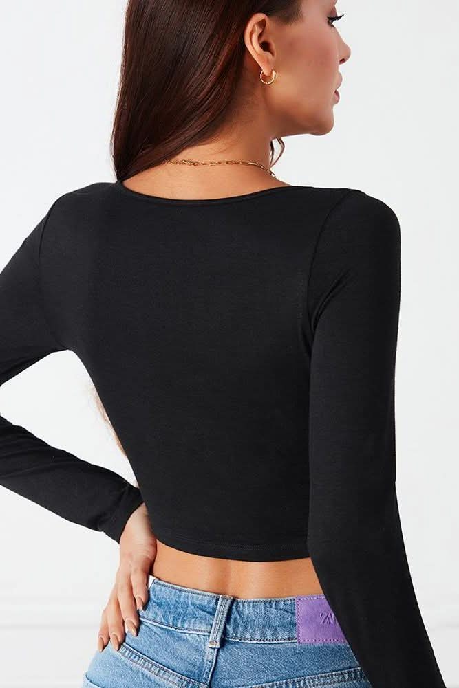 Long Sleeve Cut Top.