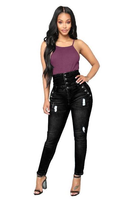 High Waist Stretch Jeans - The Woman Concept