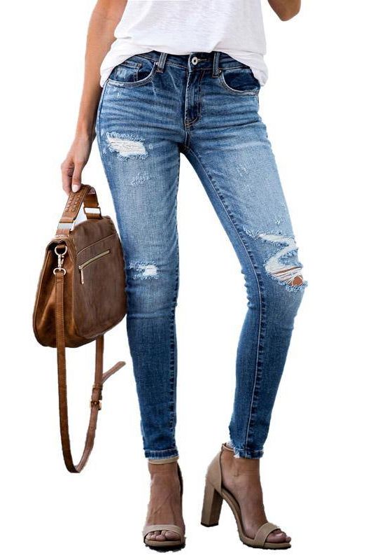 Mid Waist Stretch Jeans - The Woman Concept