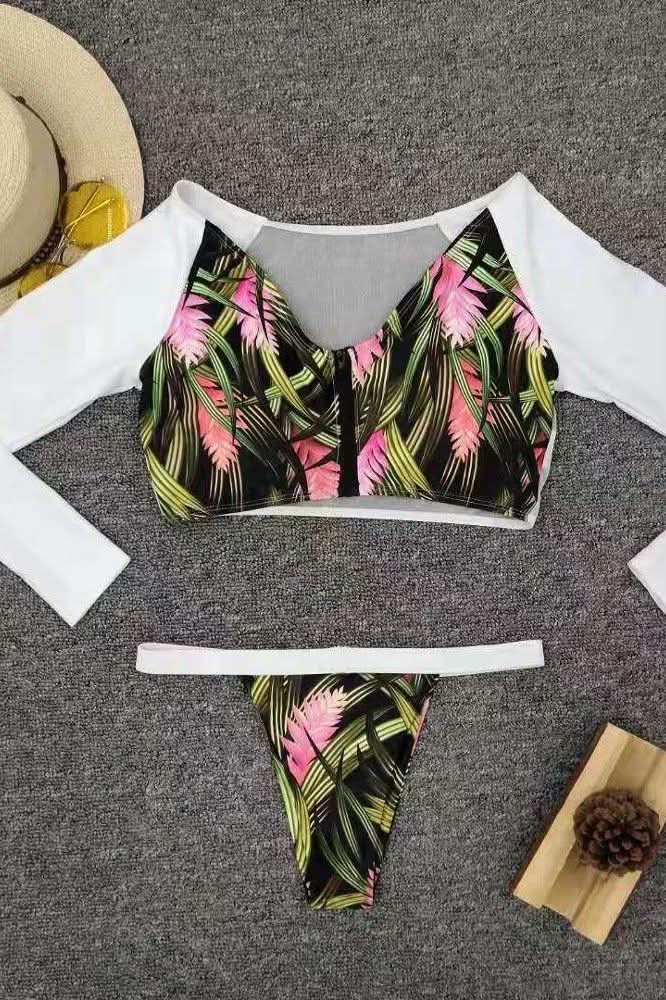 Striped Printed Strap Bikini - The Woman Concept