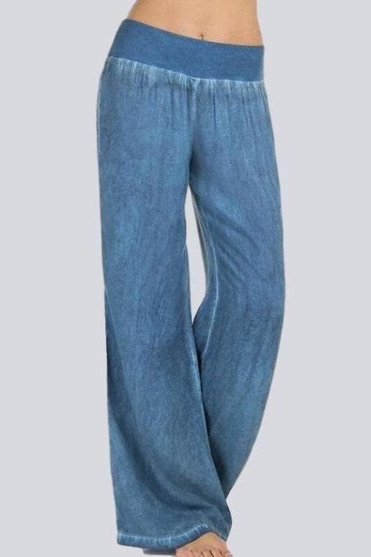casual wide leg pants jeans - The Woman Concept