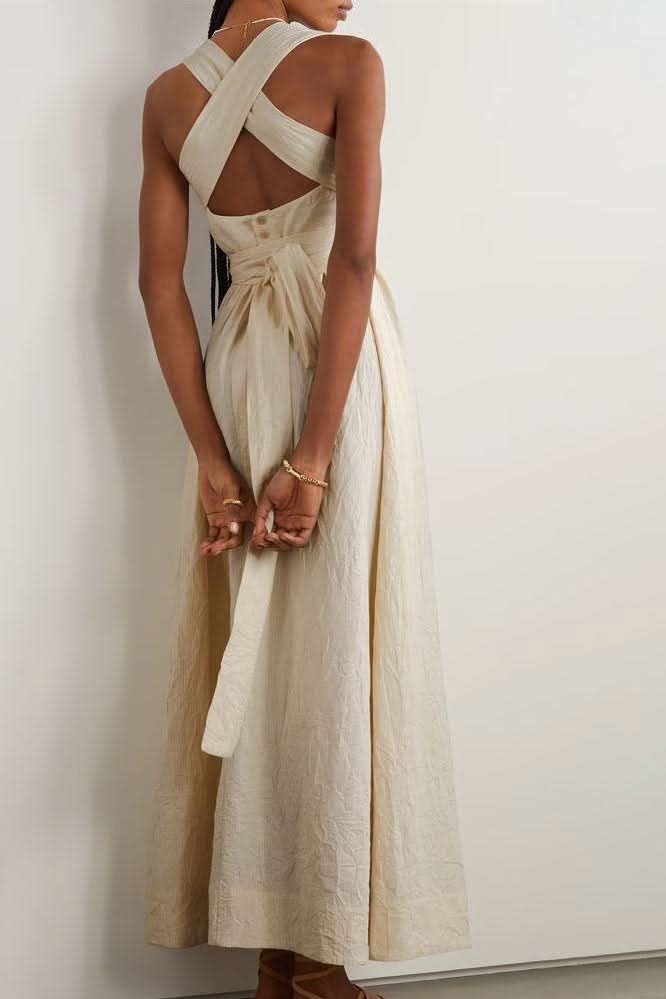 Summer cross wide loop wrap dress - Detail
