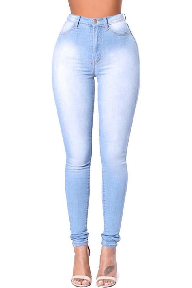 Stretch High Waist Casual Slim Jeans - The Woman Concept