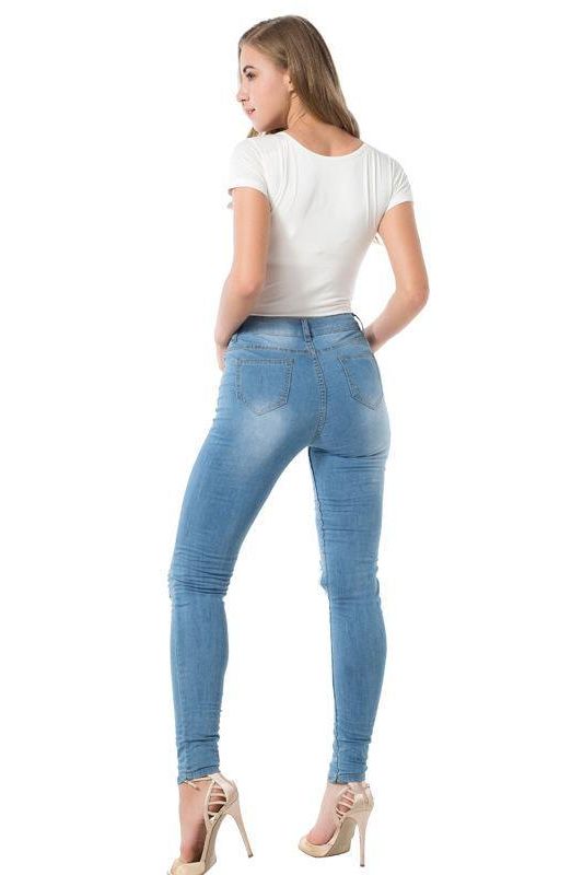 stretch hole pencil jeans - The Woman Concept