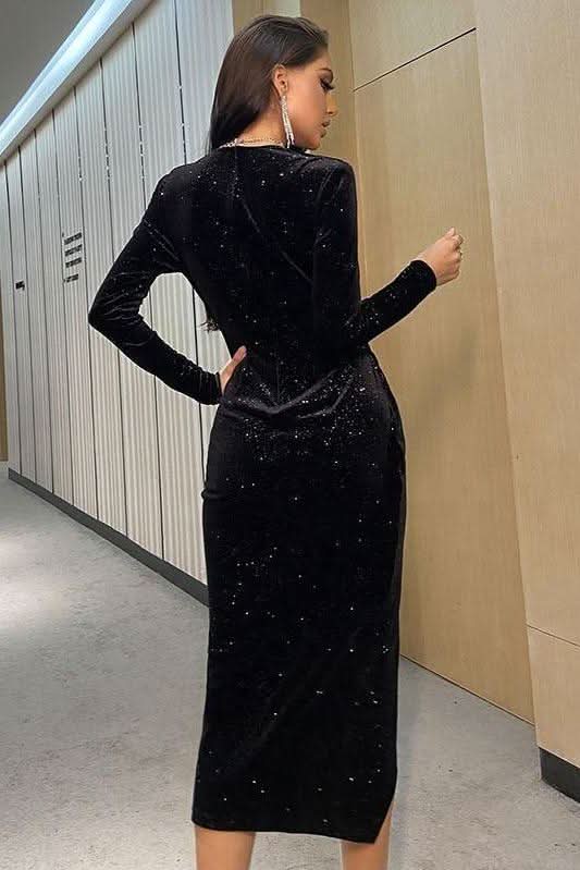 glitter evening party velvet dress.