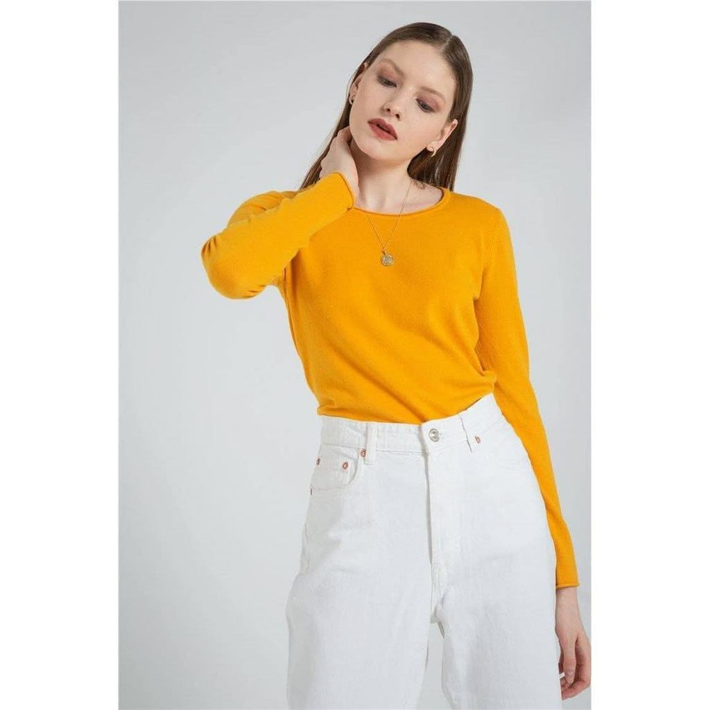Long Sleeve Pure Color Knitted Sweater Pullover - The Woman Concept