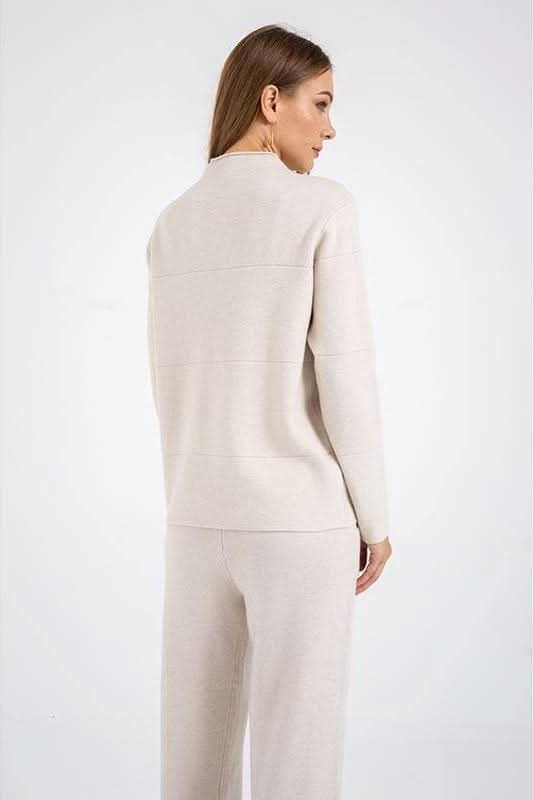 Long Sleeve Suit Pocket Knitted Sweater - The Woman Concept