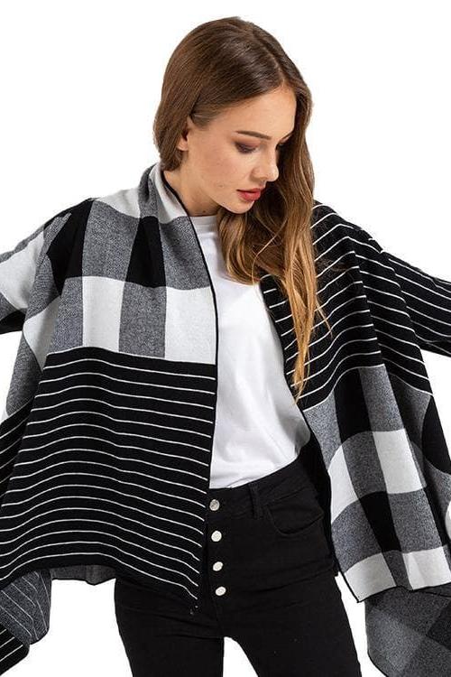 Patchwork Plaid Shirt Sweater - The Woman Concept