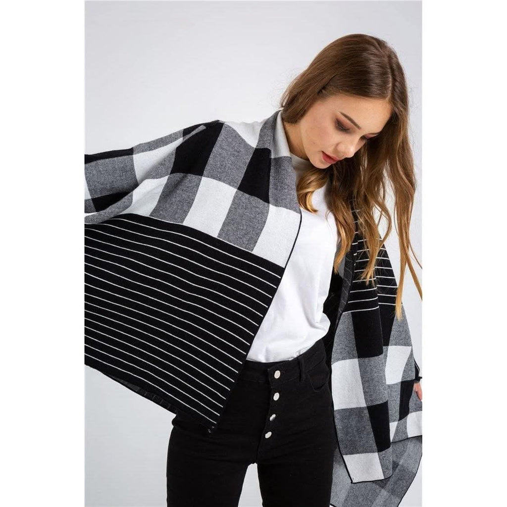 Patchwork Plaid Shirt Sweater - The Woman Concept