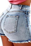 High Waist Shorts Washed Holes - The Woman Concept