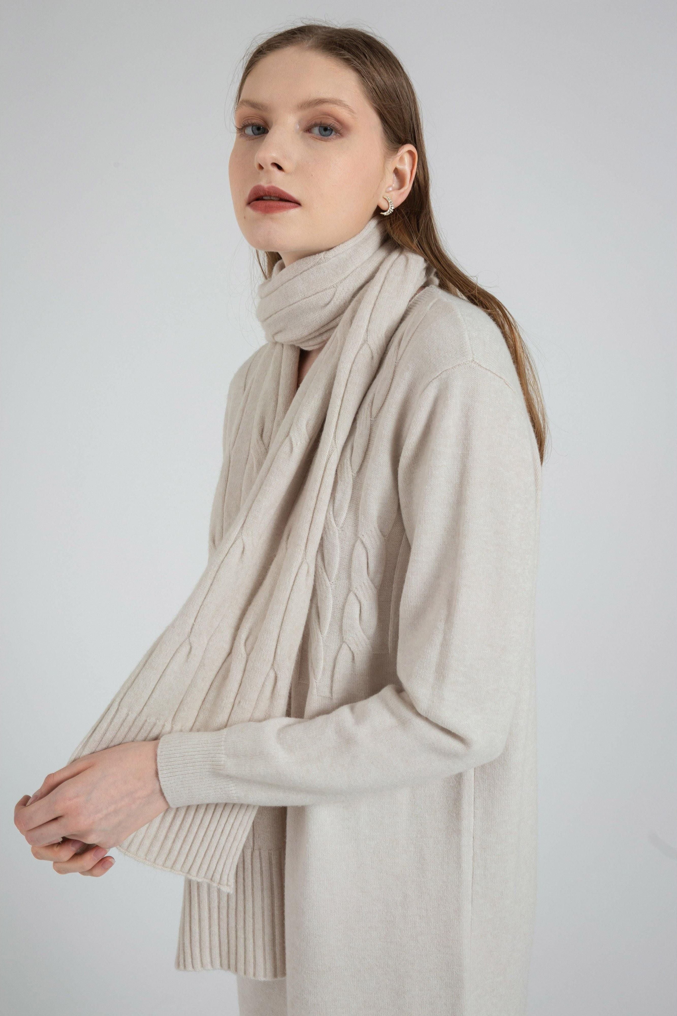 Long Sleeve Sweater Dress and Scarf - The Woman Concept