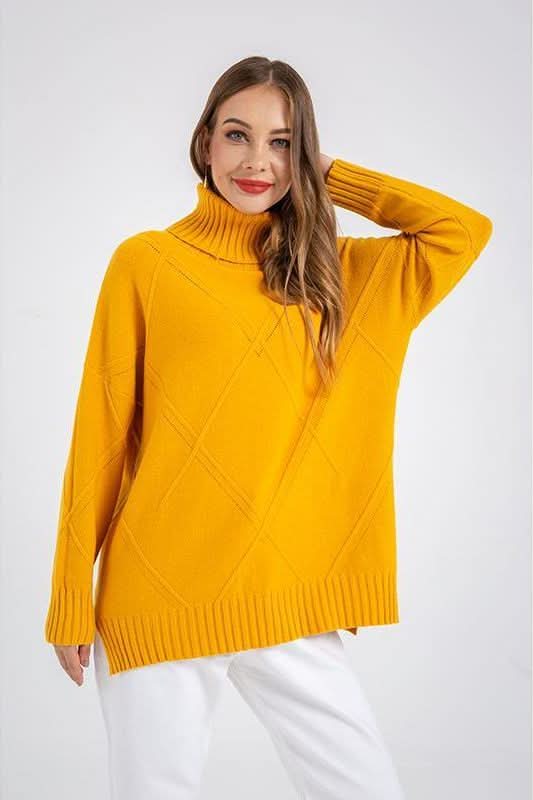 Turtle Neck Loose Long Sleeve Sweater - The Woman Concept