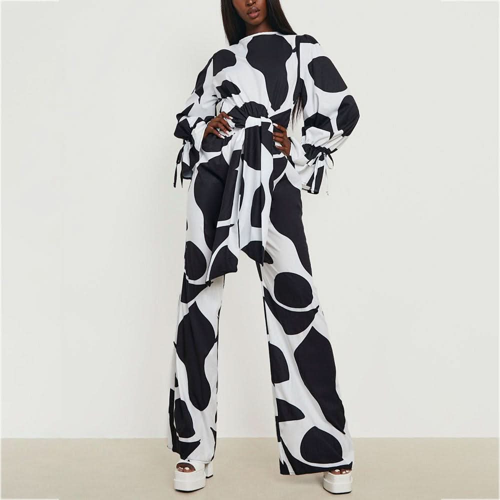 Wide leg strap waist jumpsuit - Front View
