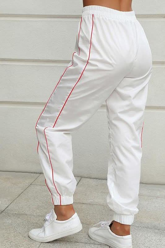 Stripe Elastic Waist Sweatpants.