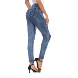 Skinny Stretch-Through Hole Jeans - The Woman Concept