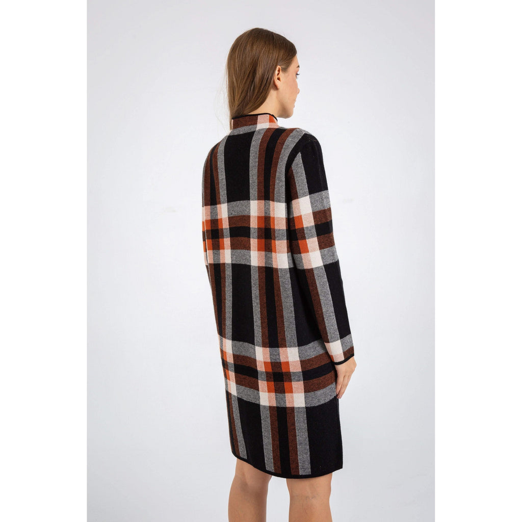 Long Sleeve Turtleneck Plaid Pullover Sweater Dress - The Woman Concept