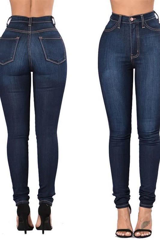 Stretch High Waist Casual Slim Jeans - The Woman Concept