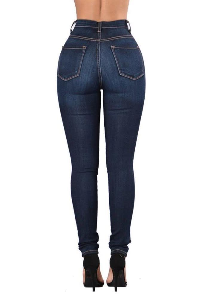 Stretch High Waist Casual Slim Jeans - The Woman Concept