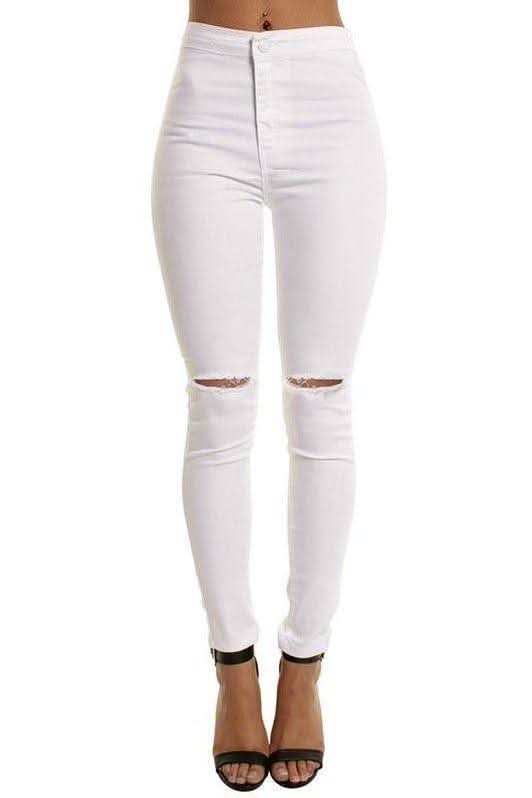 Thin Knee Holes And Feet Casual Pants - The Woman Concept