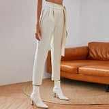 Knotted White Belt Women's Pants.