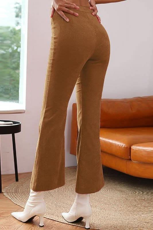 High Waist Flare Leg Cord Pants.
