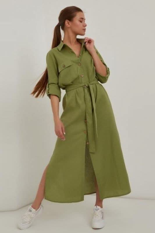 Green casual large size loose dress - Image 5