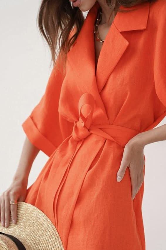 Cotton and linen long skirt A-line maxi dress - Image 6