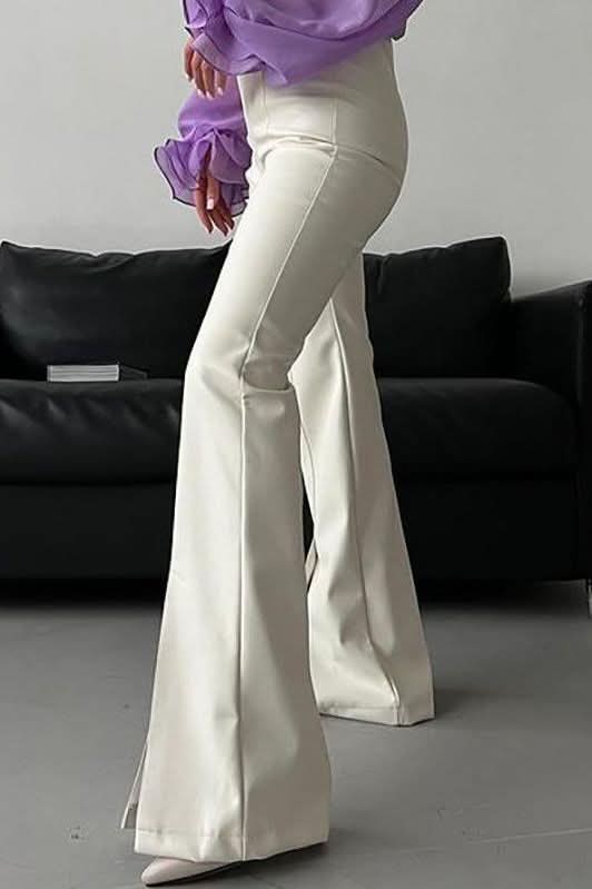PU leather slim leather pants - Side View