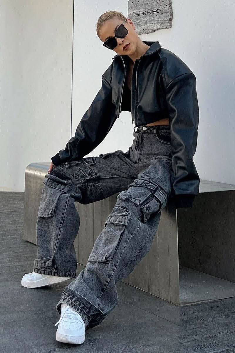 American Black motorcycle style short jacket - Image 5