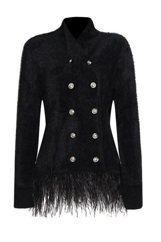 British Style Double-Breasted Seahorse Hair Short Coat