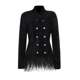 British Style Double-Breasted Seahorse Hair Short Coat