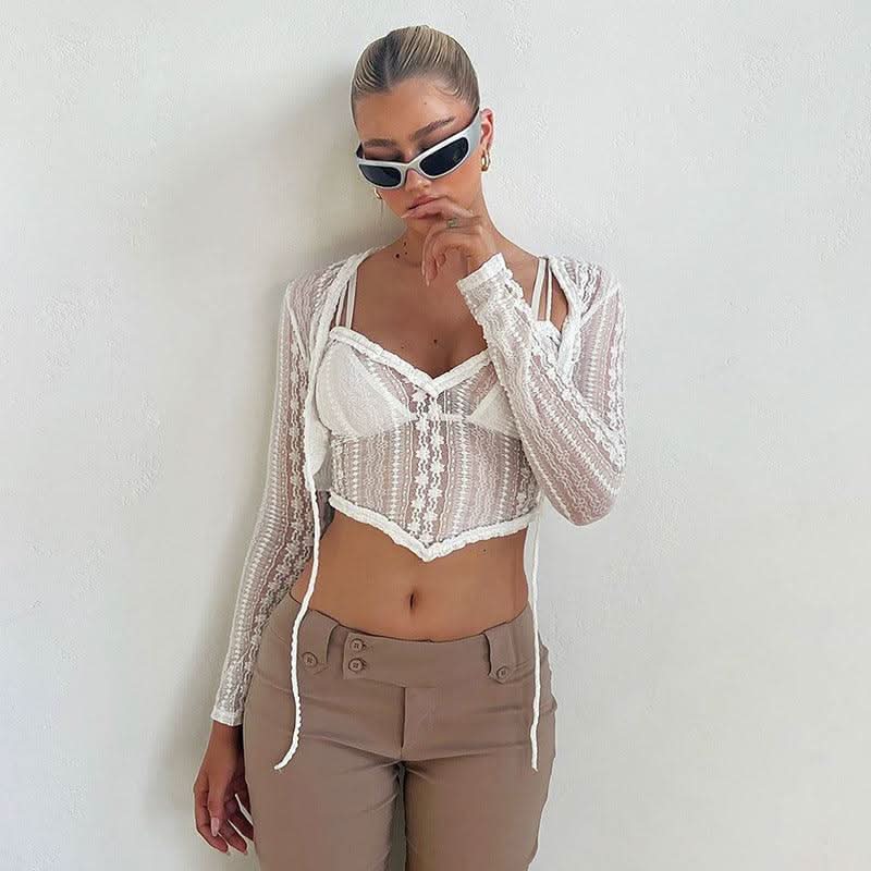 Strap shawl two-piece set top - Side View
