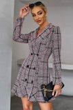 Waist slimming long-sleeved suit dress.