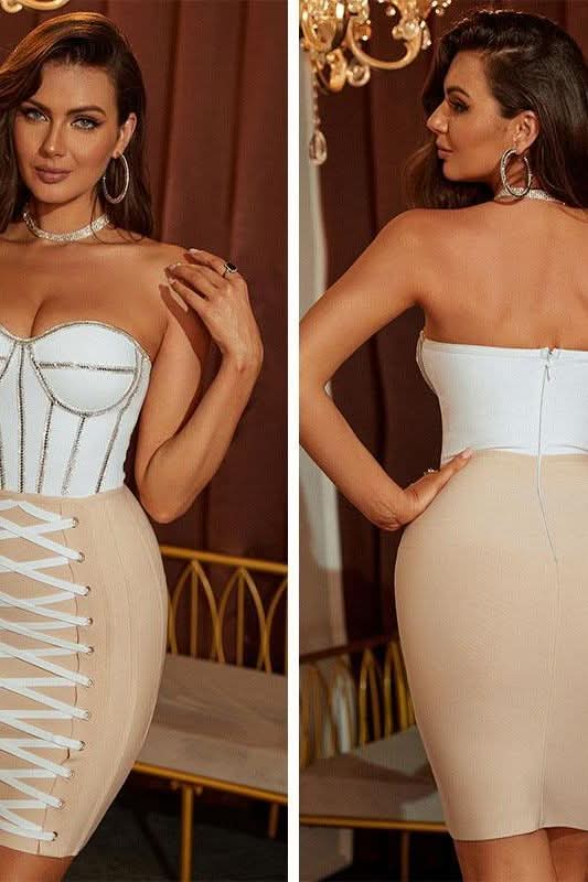Retro sequin tie-line decoration bandage dress - Image 4