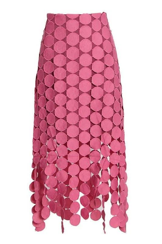 French retro hollow fringed irregular skirt - Front View