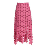 French retro hollow fringed irregular skirt