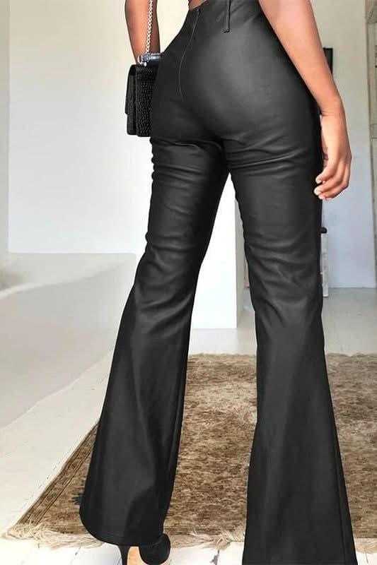 PU high waist flared pants - Side View