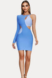 Retro Bandage Sexy Hollow Stitching Irregular Slim Dress