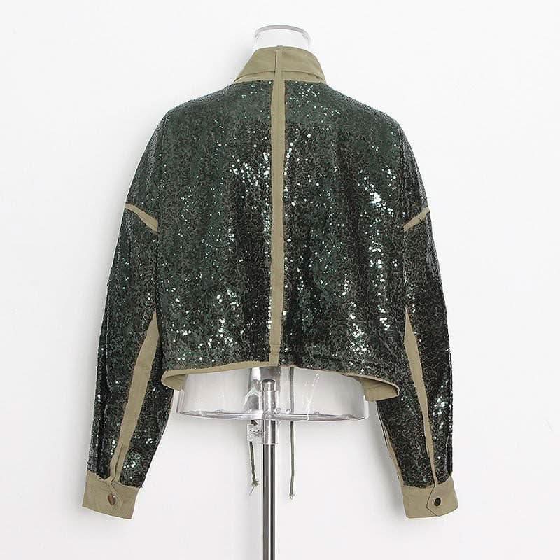 Short street style jacket with sequin embroidery - Detail