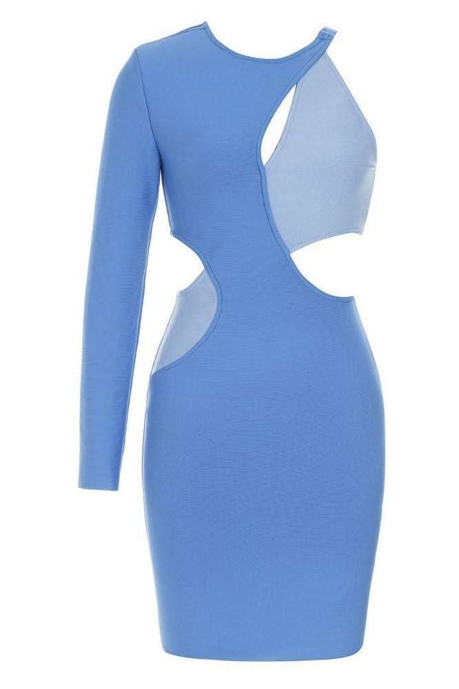 Retro Bandage Hollow Stitching Irregular Slim Dress - Image 5