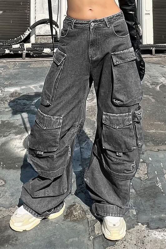 Denim Parachute Loose Pants - Image 7