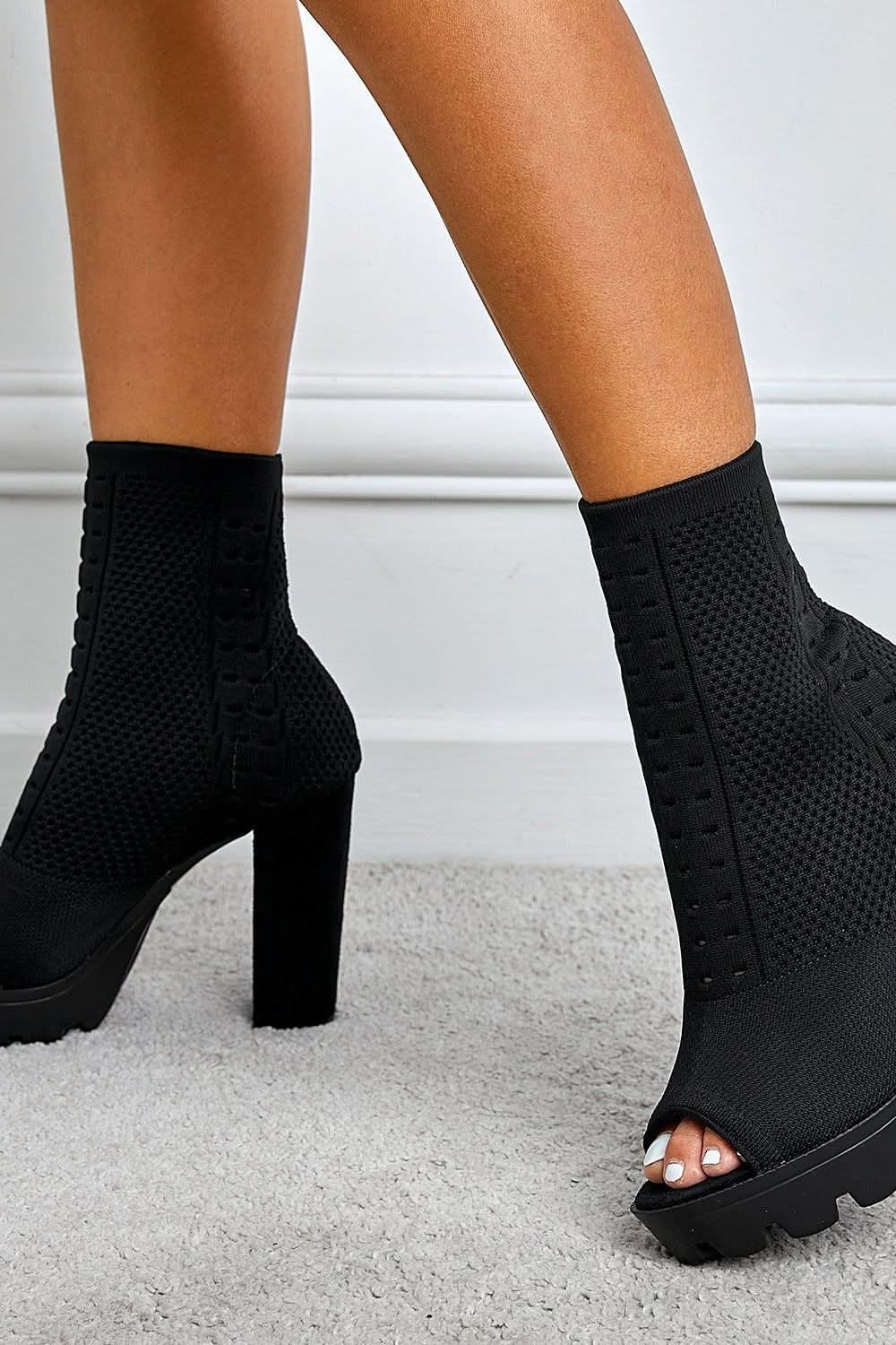 Thick Heel Fish Mouth Short Boots - Image 6