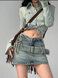 Retro American Denim Mini Skirt